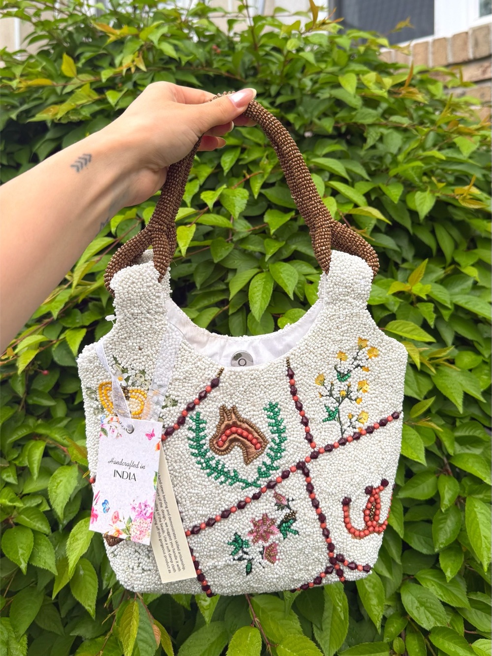 Western Equestrian Horse Country White Brown Bag Viral TikTok NWT